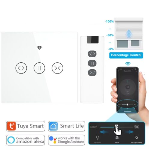 Slimme Wifi Schakelaar voor Rolluiken, Zonneschermen en Screens – met Percentagefunctie en Afstandsbediening Optie