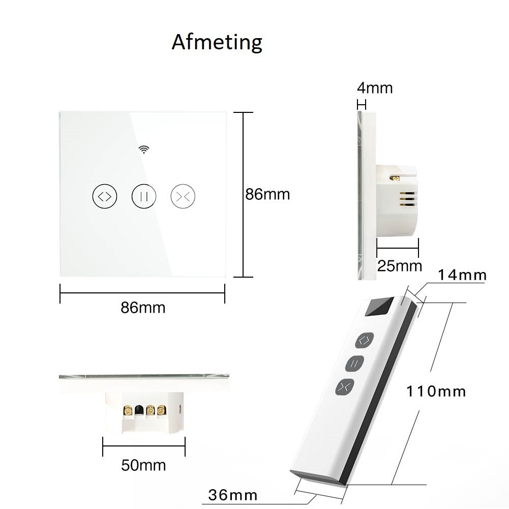 Slimme Wifi Schakelaar voor Rolluiken, Zonneschermen en Screens – met Percentagefunctie en Afstandsbediening Optie - Afbeelding 3